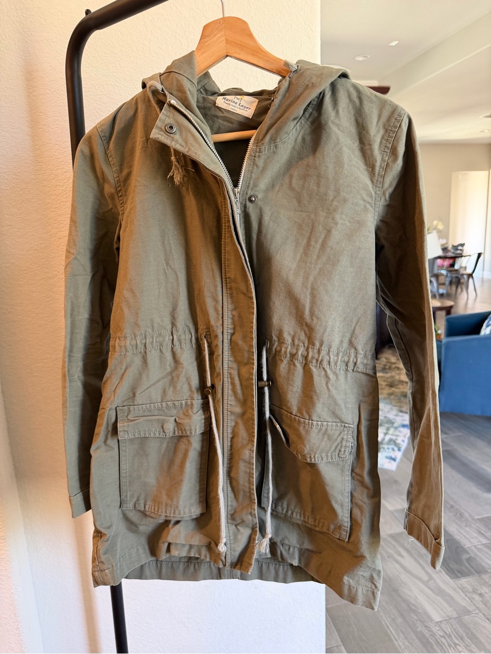 Marine Layer Olive Utility Hooded Jacket